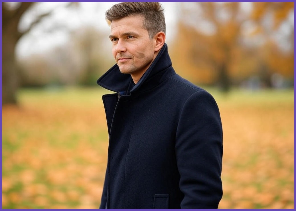 남성용 기본 싱글 롱코트 하프코트 하객룩 가을 겨울 - 이미지 1