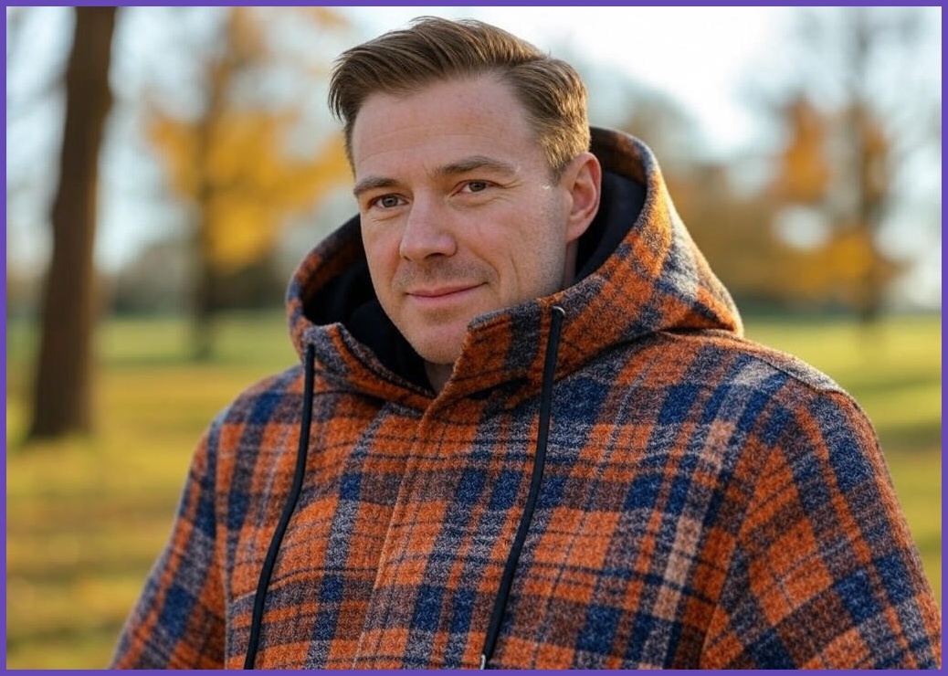 더세븐스레터 남성 봄 가을 체크무늬 안감 YOUR OWN WAY  자수패치 후드 캐쥬얼 점퍼  바람막이 실용적인 일상점퍼 4칼라 - 이미지 1