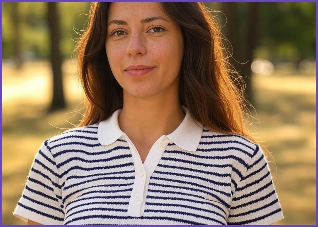 룩플레인 여름 스트라이프 반팔 니트 카라 티셔츠