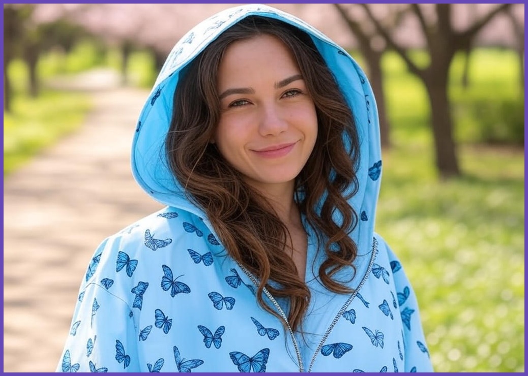 여성 후드 집업자켓 데일리 바람막이 점퍼 나비 프린트 봄재킷 루즈핏